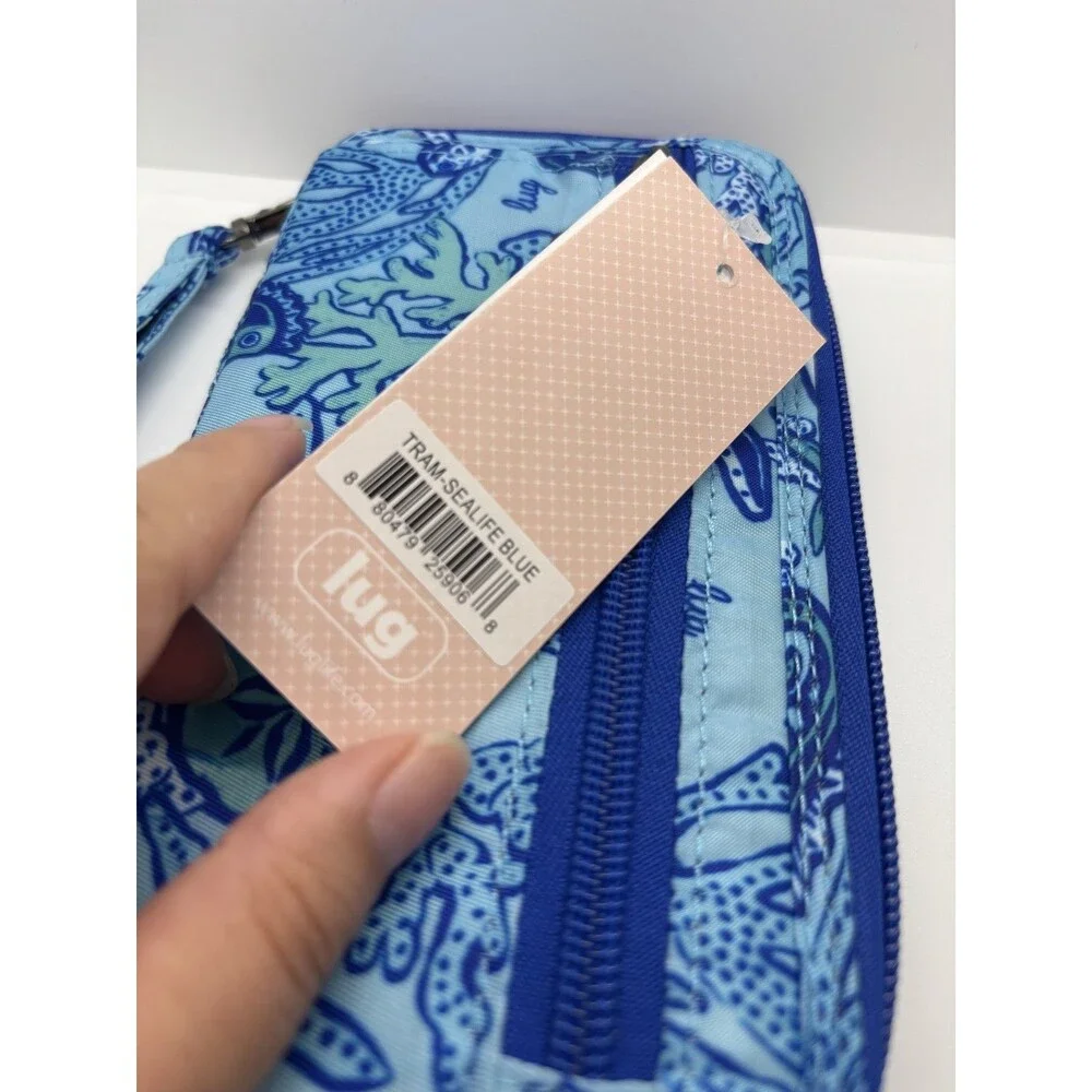 NWT Lug long Splits Compact RFID Wallet wristlet blue ocean starfish turtles